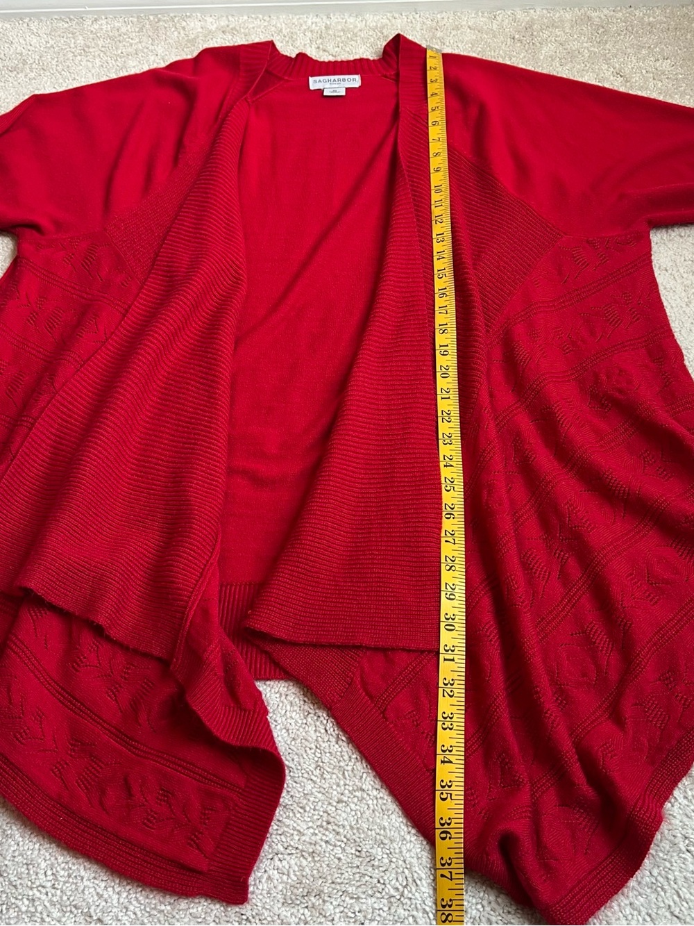 Sag Harbor VINTAGE 3X Red Open-Front Waterfall Cardigan Holidays Christmas - Picture 6 of 6